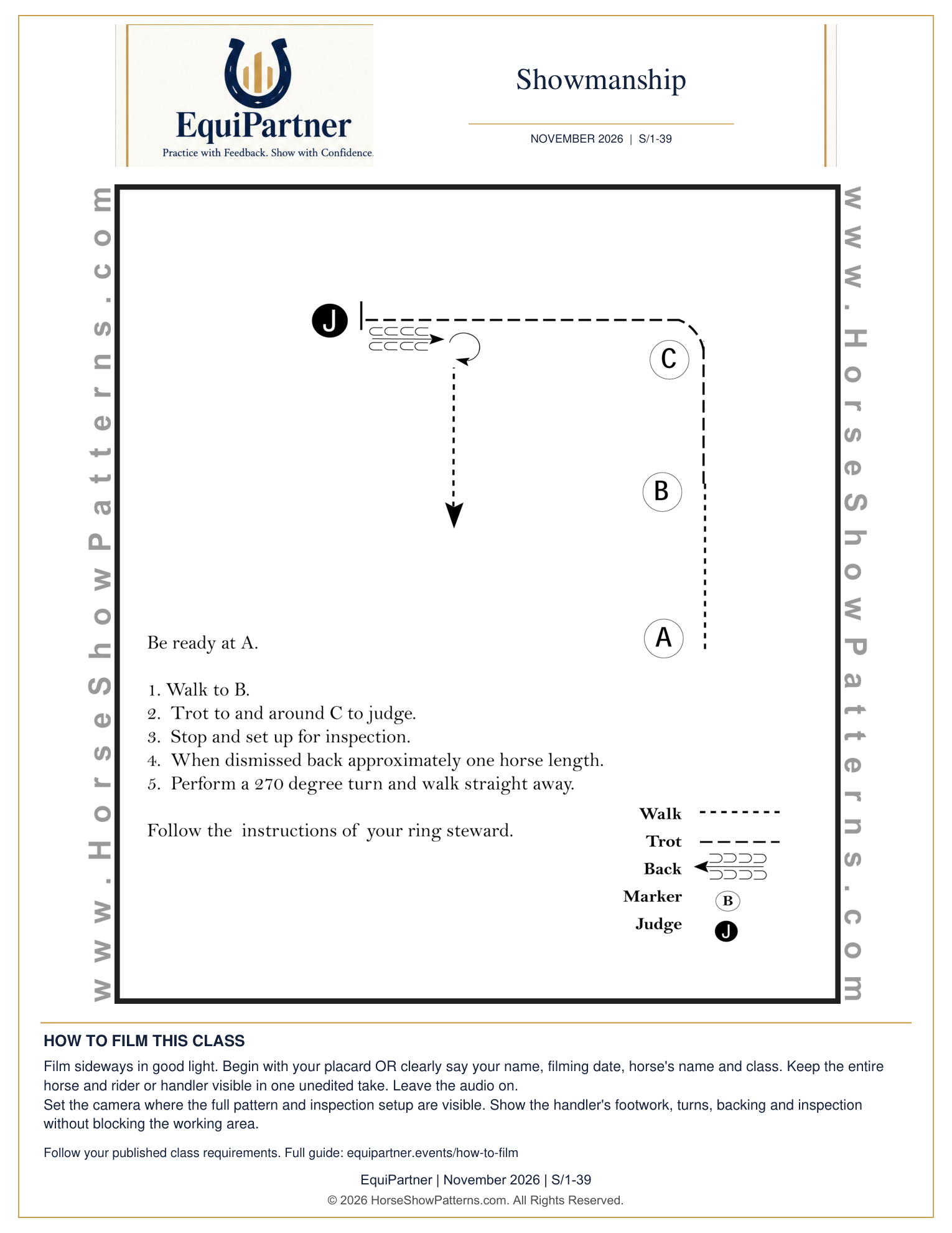 Showmanship pattern diagram and instructions